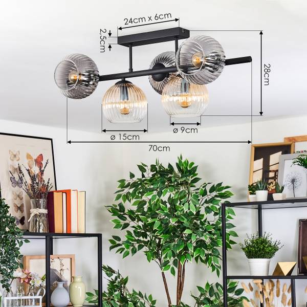 Deckenleuchte Cesaro Grau - Gelb - Metall - 21 x 21 x 97 cm