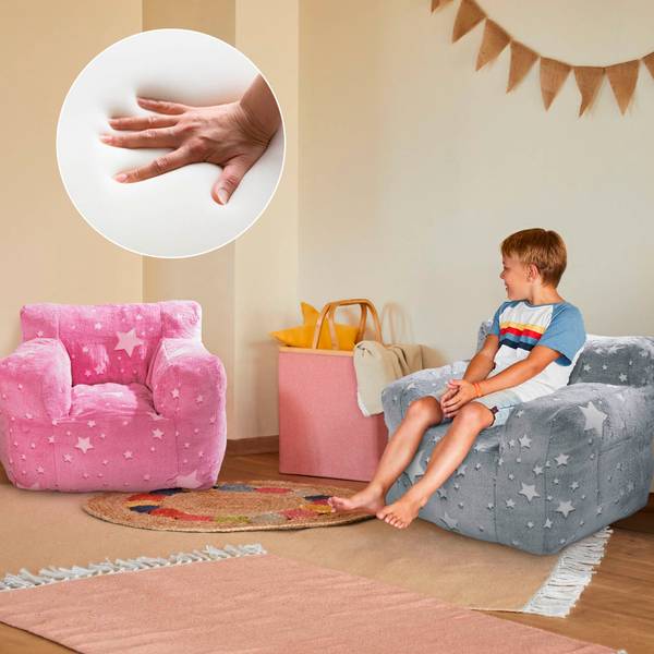 Kindersitzsack "Glow in the dark" Grau