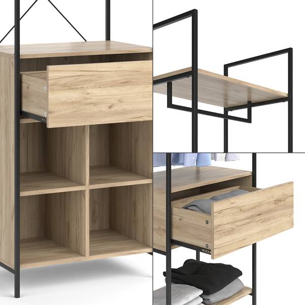 Garderobeset Enya 54349 bruin - plaatmateriaal op houtbasis - 60 x 180 x 40 cm