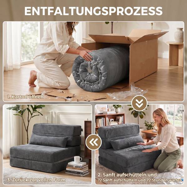 Bodenstuhl 83B-898V00CG Grau - Cord - 70 x 13 x 200 cm