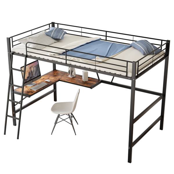 Hochbett-O2218 Schwarz - Metall - 149 x 181 x 205 cm