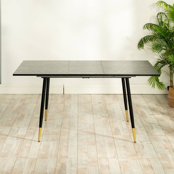 Esstisch WHALEN DKST Schwarz - Gold - Eisen - 80 x 75 x 160 cm