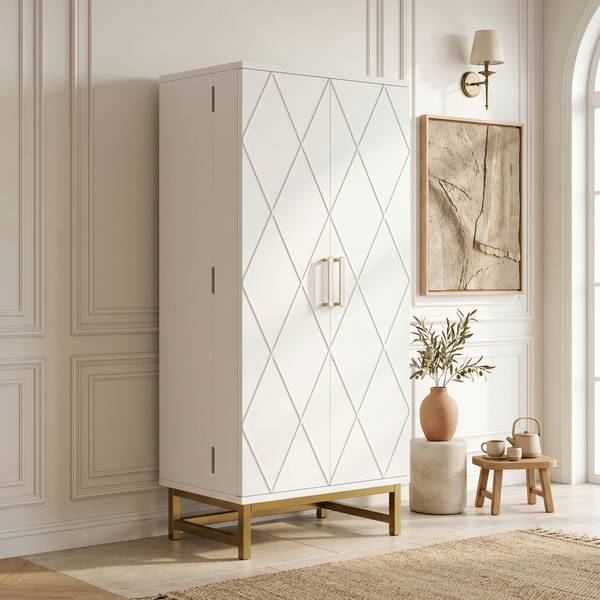 Küchenschrank BAMU339 Ⅴ Weiß - Holzwerkstoff - 60 x 130 x 40 cm