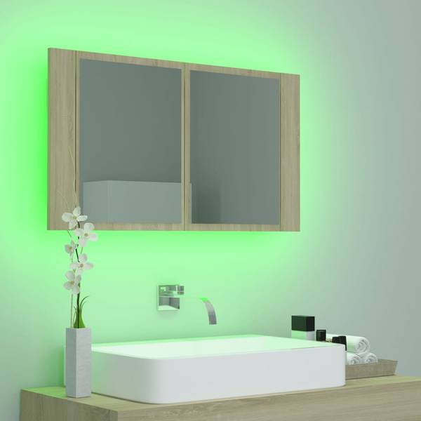 LED-Spiegelschrank 3008765_de Braun - Holzwerkstoff - 12 x 45 x 80 cm