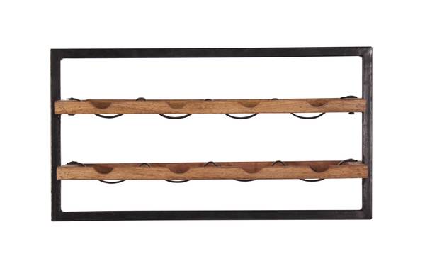 PANAMA Wandregal Schwarz - Braun - Mango - 65 x 35 x 25 cm