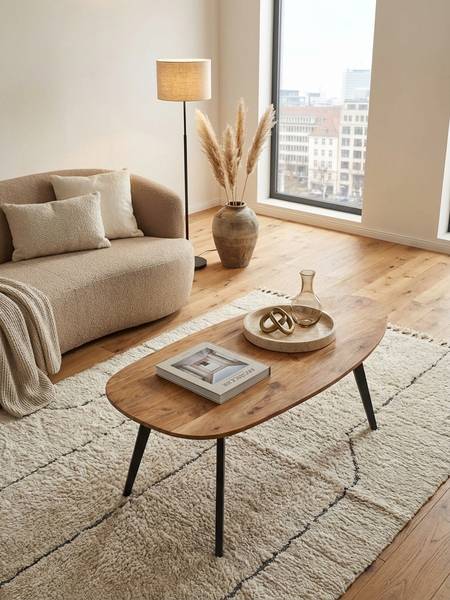 Couchtisch VESUBIE Beige - Akazie - 110 x 45 x 60 cm