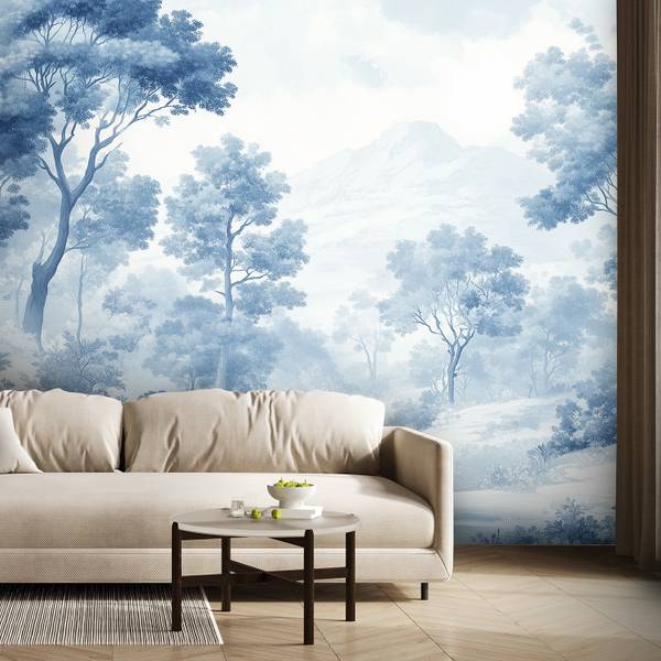 Fotobehang weg door het bos 150 x 105 cm
