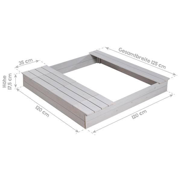 Sandkasten Deluxe Tanne, lasiert / Kunststoff - Grau