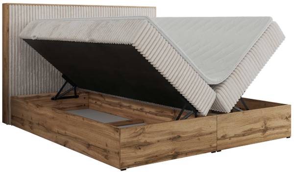 Boxspringbett WOOD CLASSIC Ecru - H3 - Liegefläche Breite: 180 cm