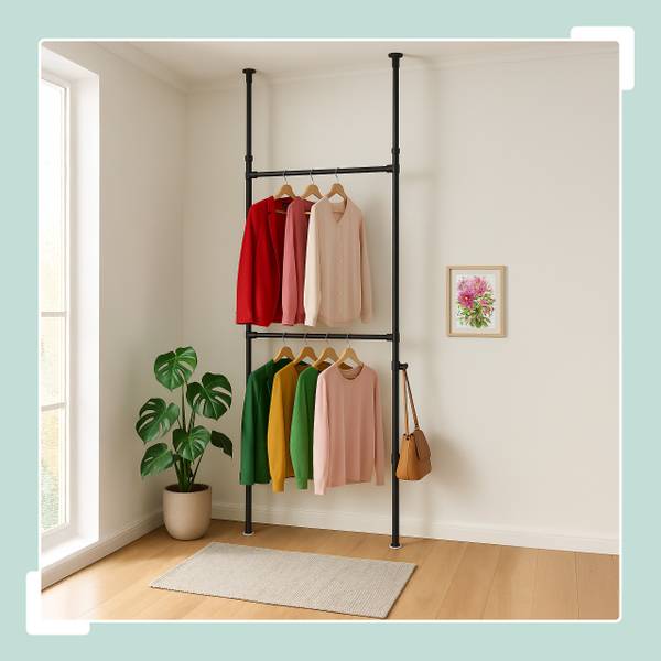 Penderie télescopique 165-300 cm Noir - Acier - 120 x 300 x 11 cm