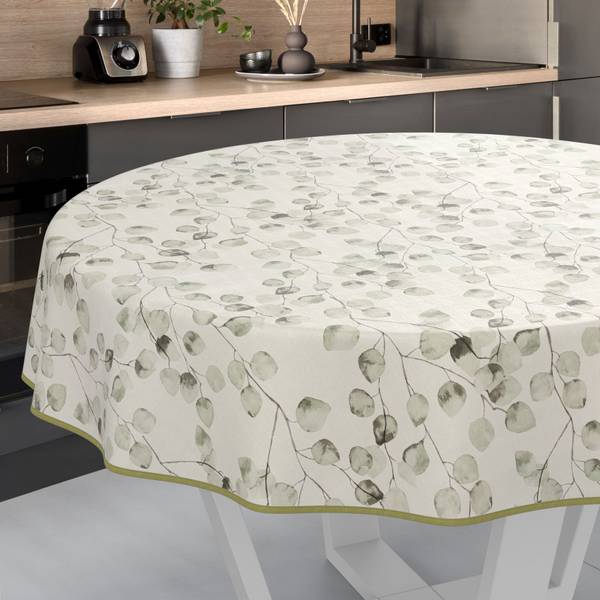 Wachstuchtischdecke Eukalyptus mit SAUM 120 x 120 cm