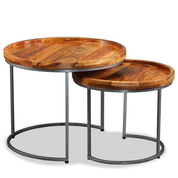 Beistelltische 2er Set D537 Braun - Massivholz - 55 x 45 x 55 cm