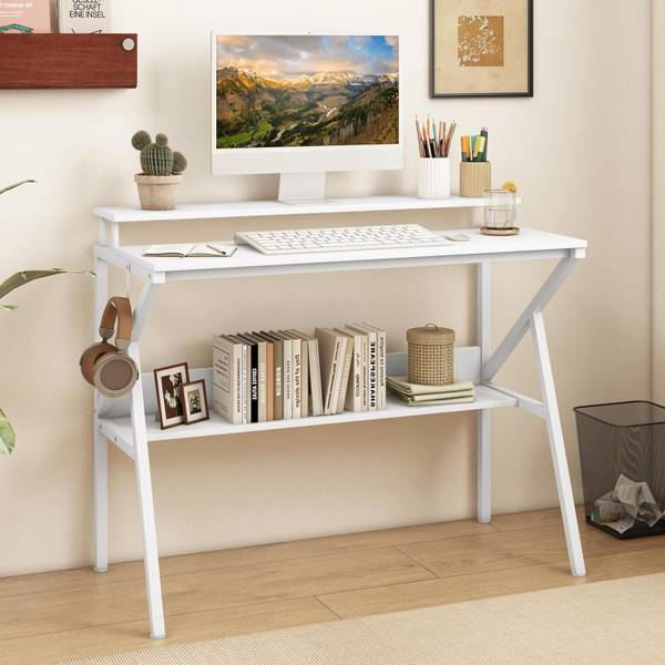 Schreibtisch ON32993 Weiß - Holzwerkstoff - 48 x 82 x 100 cm