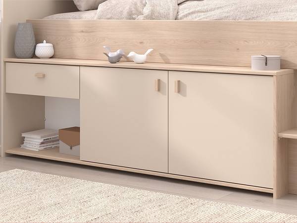 Halbhochbett LUNOBI Beige - Holz teilmassiv - 110 x 90 x 203 cm