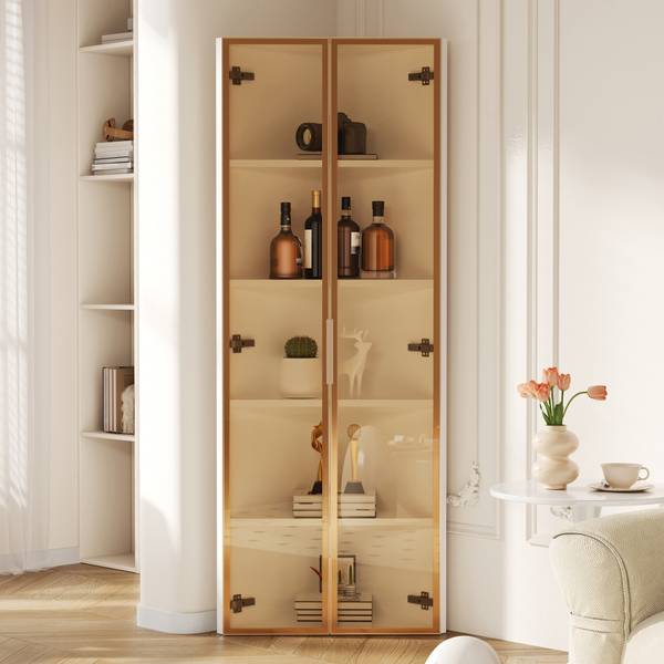 Vitrinekast GLOWLucy Ⅴ wit - plaatmateriaal op houtbasis - 44 x 160 x 44 cm