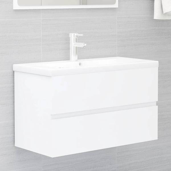 Badezimmerset 2er Set AW956 Weiß - Holzwerkstoff - 39 x 45 x 80 cm