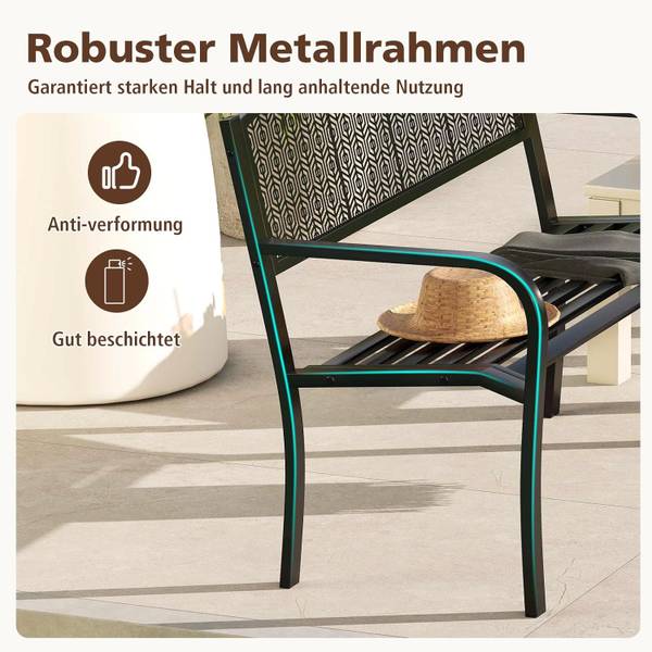 Gartenbank ZB34319NWDE Schwarz - Metall - 60 x 86 x 128 cm