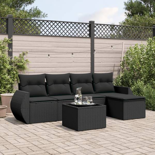 Garten-Lounge-Set 3034447-2 6-teilig Schwarz