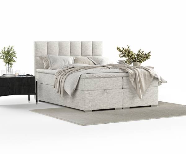 Boxspringbett Essence mit Topper Grau - Liegefläche Breite: 160 cm