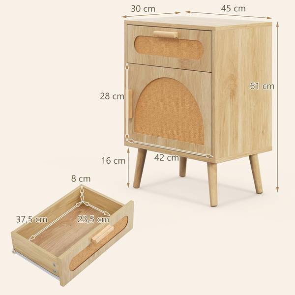 Nachtkastje TG32960ZMNL bruin - polyrotan - 30 x 61 x 45 cm