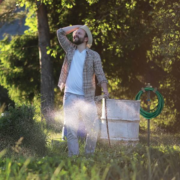 Waterzuil met tuinslanghouder bruin - goud - staal - 25 x 108 x 18 cm