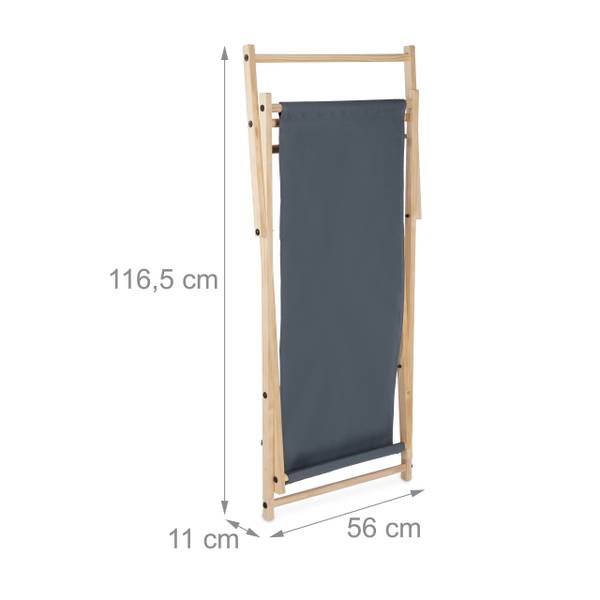 Liegestuhl Holz klappbar Braun - Grau - Polyester - 56 x 82 x 94 cm