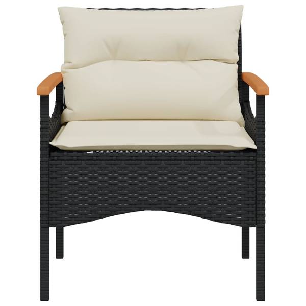 Loungeset 3034169 set van 3 zwart - acacia - staal - 40 x 37 x 40 cm