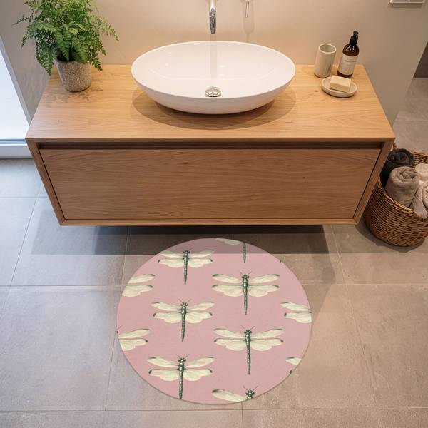 BADEZIMMERTEPPICH Libellen Pink - Microfaser - 70 x 70 x 1 cm