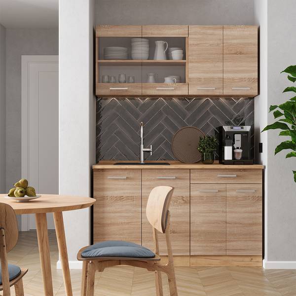 Keukenfront R-Line 29602 bruin - plaatmateriaal op houtbasis - 60 x 196 x 2 cm