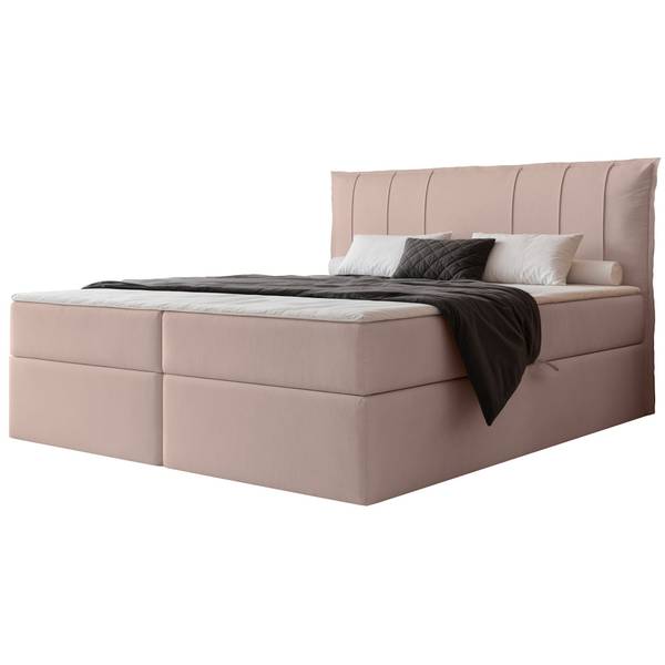 Boxspringbett MOLY Beige - Samt - 140 x 115 x 210 cm