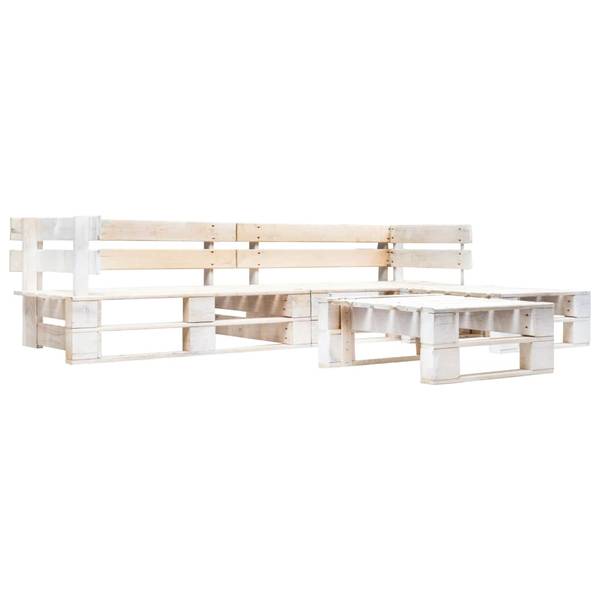 Garten-Lounge-Set 297743 (4-teilig) Weiß - Kiefer - 220 x 55 x 125 cm