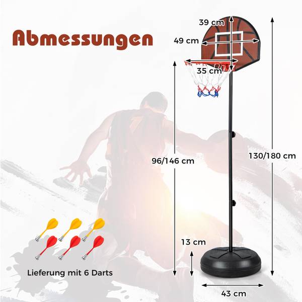 Basketballkorb EB59080DE Schwarz - Metall - 43 x 180 x 43 cm