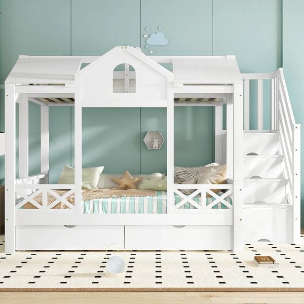 Stockbett K-1392 Weiß - Holzwerkstoff - 145 x 170 x 255 cm