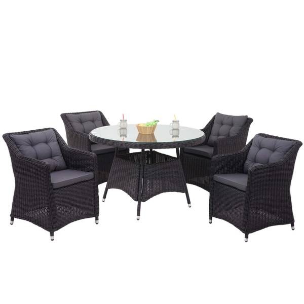 Poly-Rattan Garnitur F51 (5-teilig) Grau - Polyester - Polyethylen - 113 x 82 x 113 cm