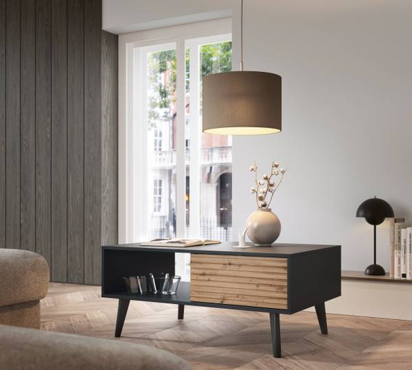 Table basse WILLOW L104 Beige - Noir - ABS - Mélamine - 104 x 48 x 68 cm