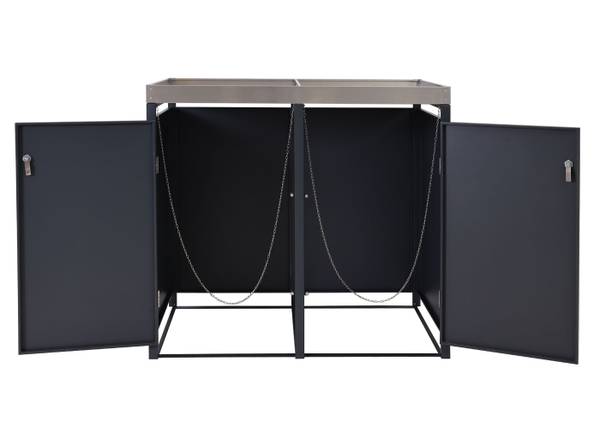 Mülltonnenverkleidung J82 (2er) Braun - Stahl - 132 x 125 x 80 cm