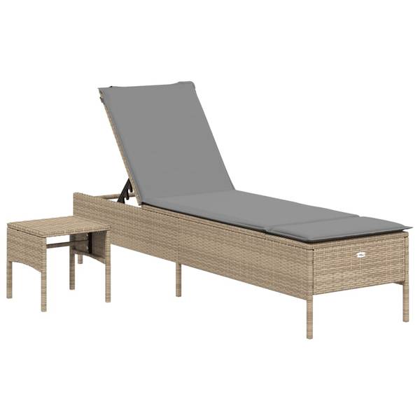 Sonnenliege 3033954-1 4002731 Beige - Grau - Polyrattan - 55 x 97 x 198 cm