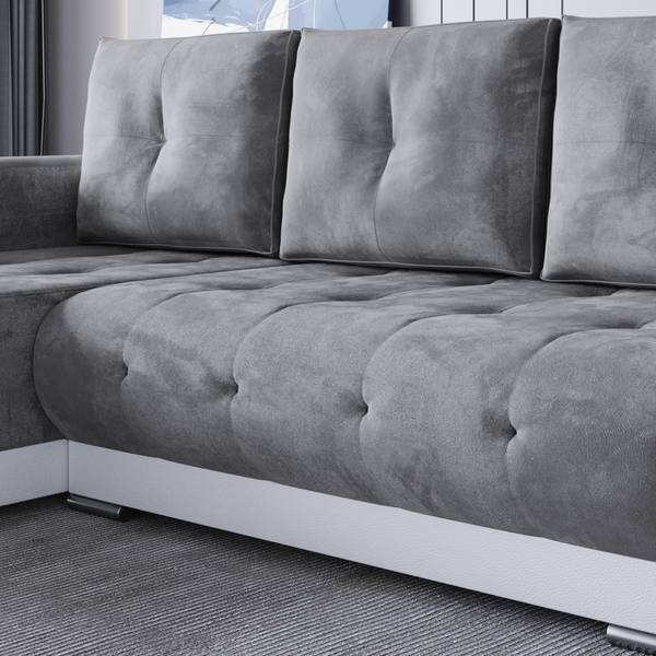 Ecksofa mit Schlaffunktion Domi Silber / Grau - Silbergrau