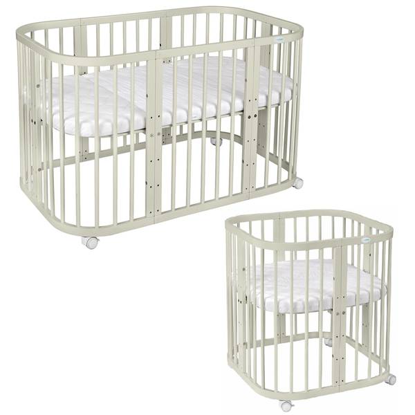 Babybett CLASSIC 7in1 2-tlg. Grün - Buche - 78 x 81 x 128 cm