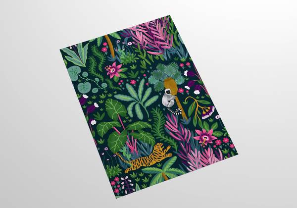 Papier Peint Jungle Tropicale Vert - Papier - 200 x 250 x 1 cm