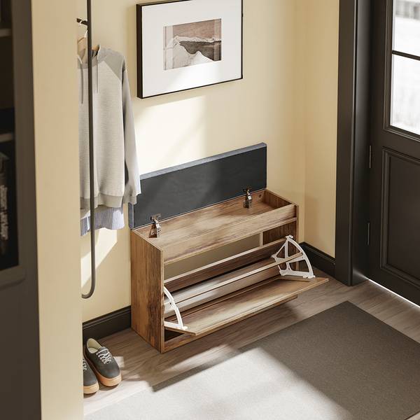 Schuhbank FSR218-F Braun - Holzwerkstoff - Textil - 24 x 53 x 75 cm