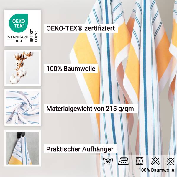 Geschirrtücher 00000357 5er-Set Orange - Textil - 50 x 1 x 70 cm