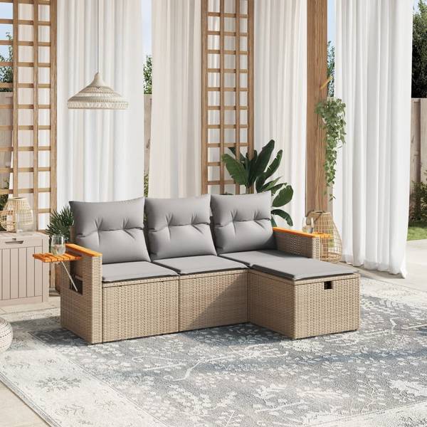 Loungeset 3036577-3 set van 4 beige - grijs - lichtgrijs