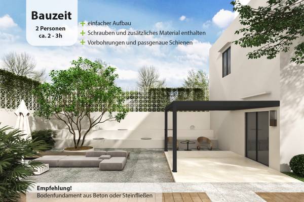 Wand Pergola Deluxe 3640 Anthrazit - Breite: 400 cm