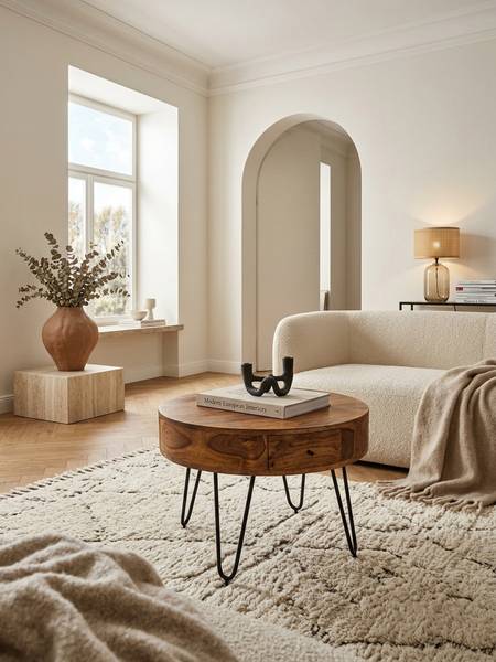 Couchtisch ARACENA mit Schublade Braun - Sheesham - 60 x 44 x 60 cm