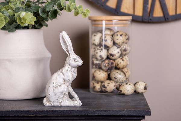 Decoratie Beeld Konijn Easter&Ose wit - kunststof - 5 x 13 x 8 cm