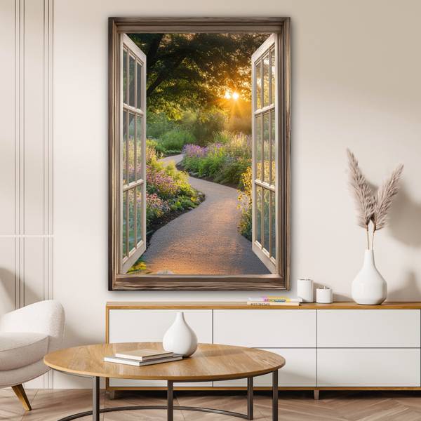 LEINWANDBILD Fensterblick 80 x 120 cm