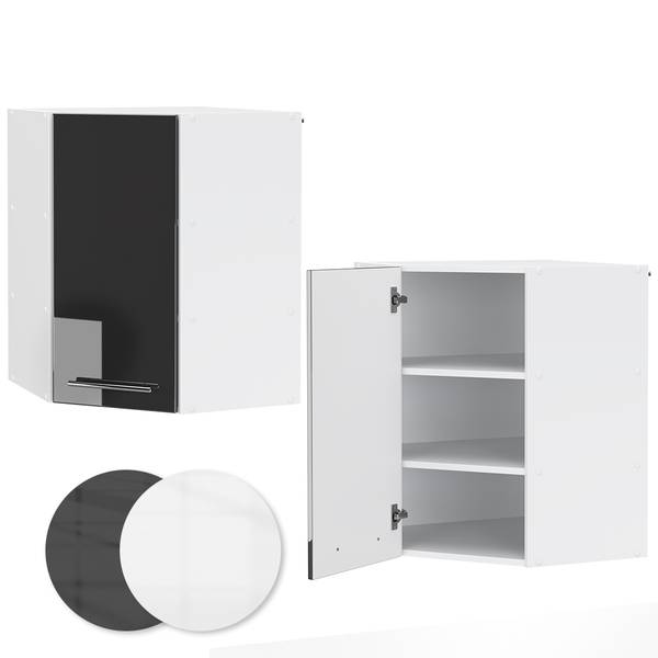 Hoek hangkast Fame-Line 33530 hoogglans antracietkleurig - wit