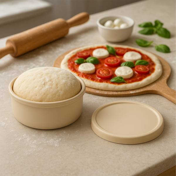 Pizzaballenbox mit Deckel 4er Set Beige