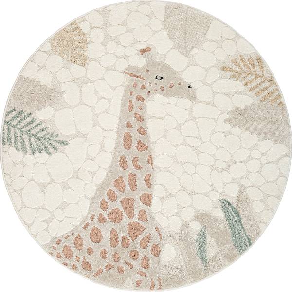 Kinderteppich Jungle Kids A Weiß - Polypropylen - 120 x 1 x 120 cm